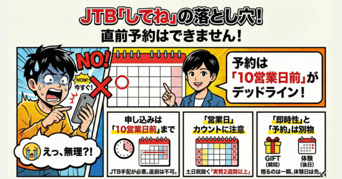 １，直前予約は不可！「10営業日前」までの申し込みルール